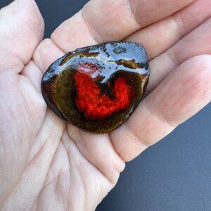 Artisan Made Enamel Brooch Brown Orange Boho Fall Colours Costume Jewelry